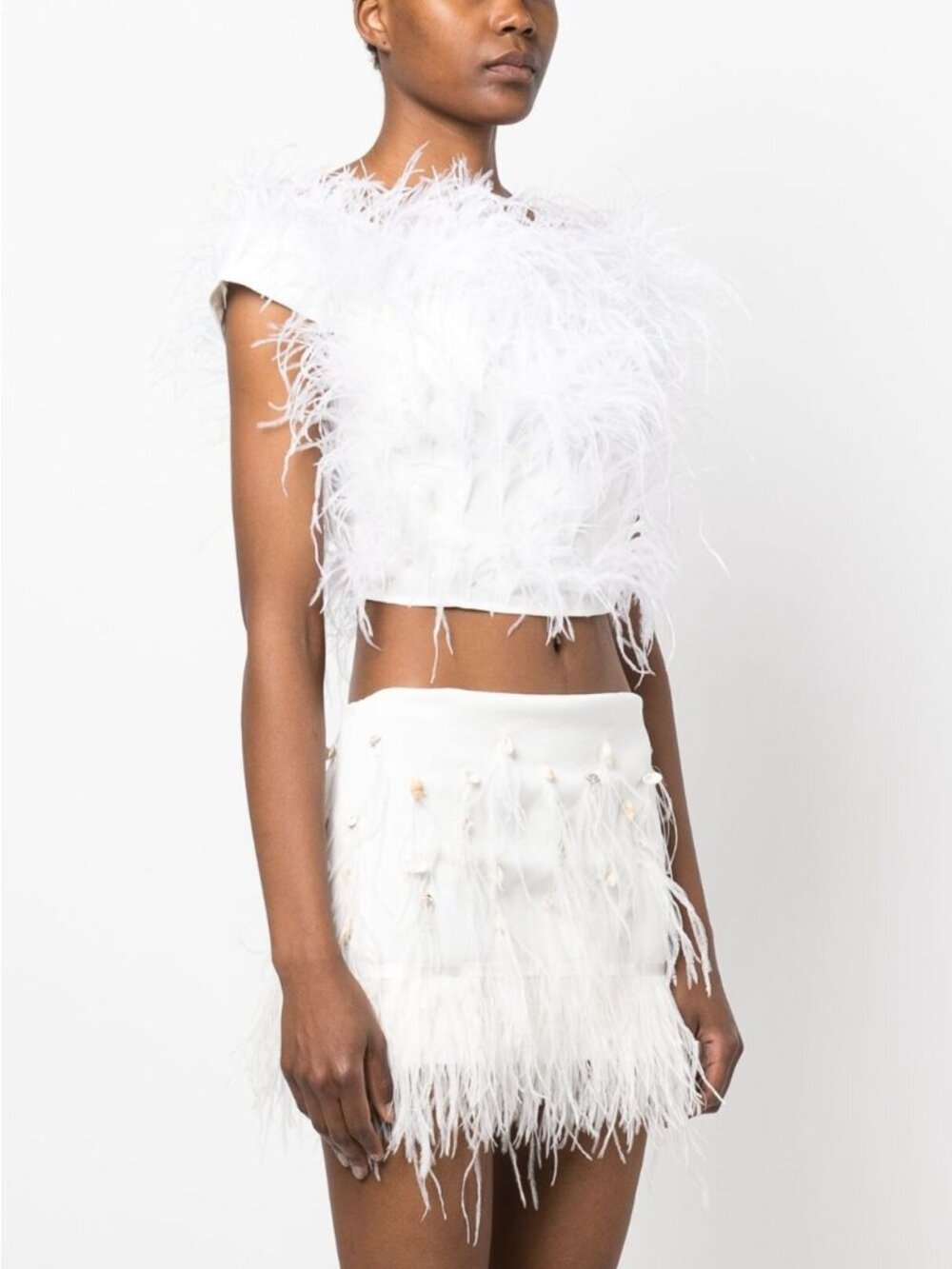 Cult Gaia Sosha Feather Top in Off White 6 New Womens Blouse - Picture 14 of 16